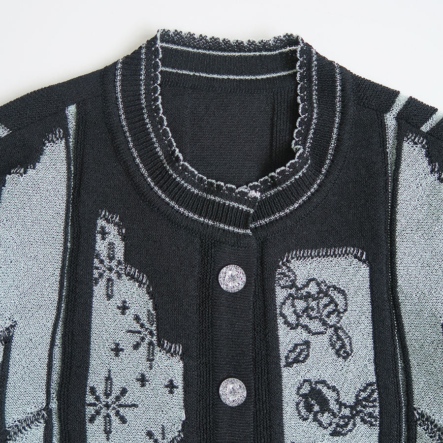 Mame Kurogouchi/マメ】Multi-Pattern Knit Cardigan MM26SS-KN094の