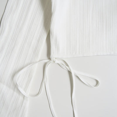 【Mame Kurogouchi/マメ】<br>Random Ribbed Cotton Cropped Top <br>MM24SS-JS051