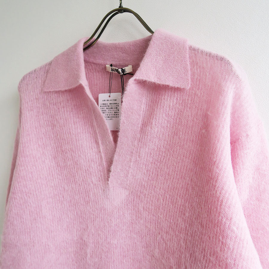 【9/5からポイント10%還元】<br>【AURALEE/オーラリー】<br>BABY SURI ALPACA SHEER KNIT SKIPPER POLO <br>A25AP05AK