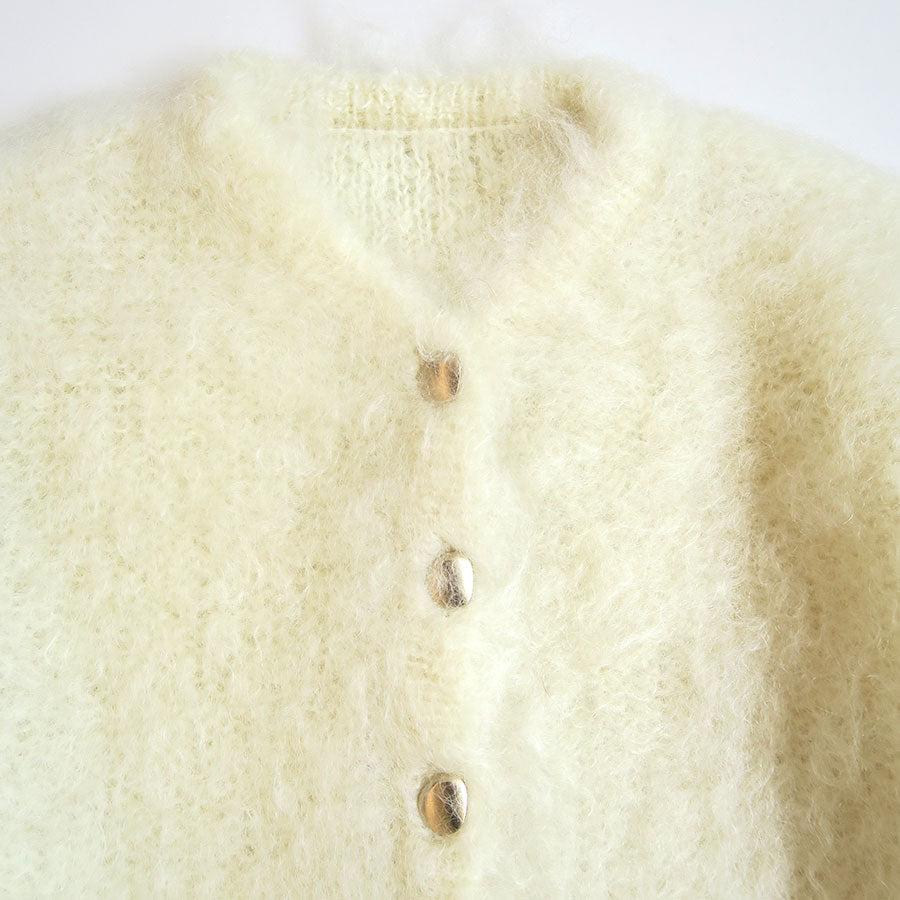 【Mame Kurogouchi/マメ】<br>Fur Knitted Cardigan <br>MM25FW-KN099