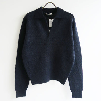 【9/5からポイント10%還元】<br>【AURALEE/オーラリー】<br>BABY SURI ALPACA SHEER KNIT SKIPPER POLO <br>A25AP05AK