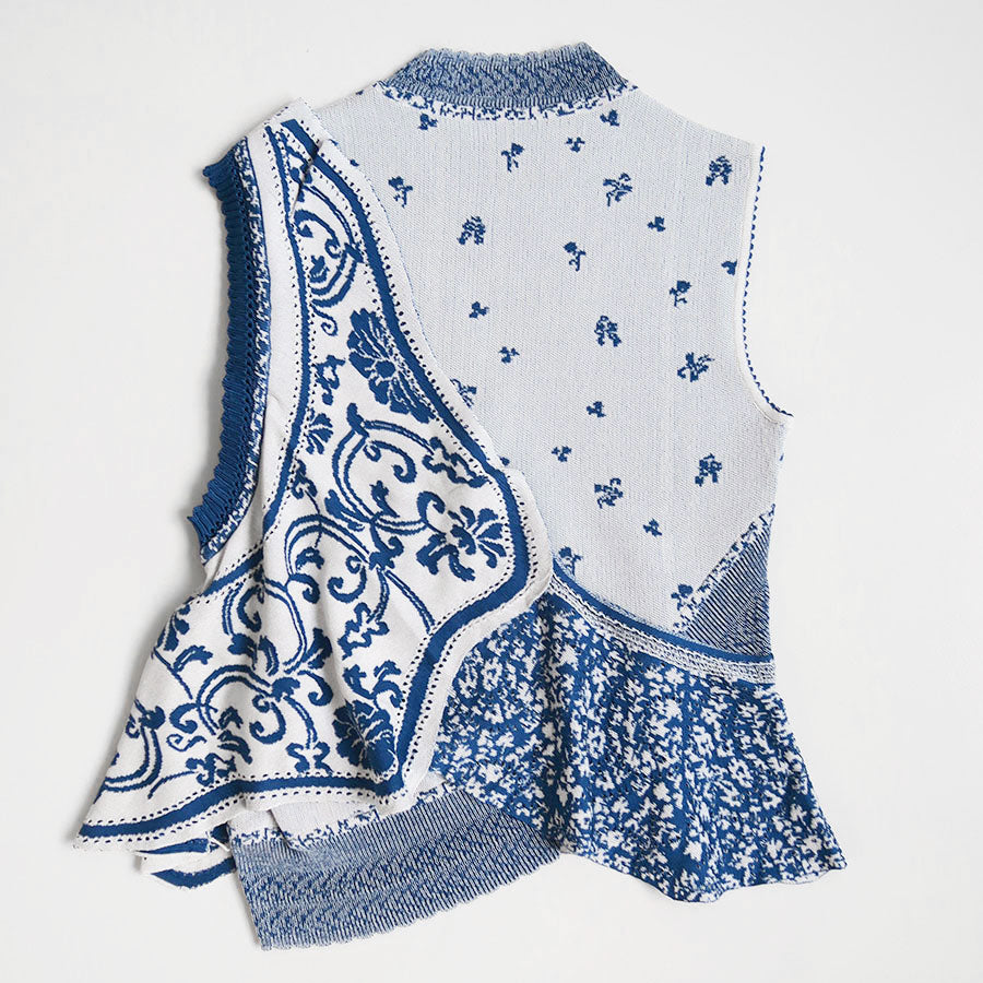 【Mame Kurogouchi/マメ】, Asymmetric Pattern Knitted Top , MM24SS-KN061