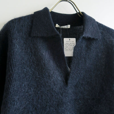 【9/5からポイント10%還元】<br>【AURALEE/オーラリー】<br>BABY SURI ALPACA SHEER KNIT SKIPPER POLO <br>A25AP05AK
