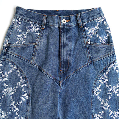 【FETICO/フェティコ】 <br>FLOWER EMBROIDERED WIDE JEANS <br>FTC244-0601