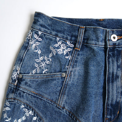 【FETICO/フェティコ】 <br>FLOWER EMBROIDERED WIDE JEANS <br>FTC244-0601