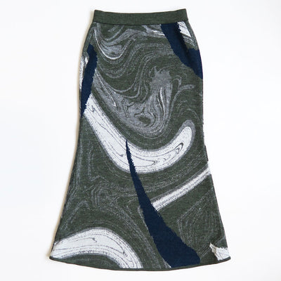 【Mame Kurogouchi/マメ】<br>Marble Pattern Knitted Skirt <br>MM24FW-KN100