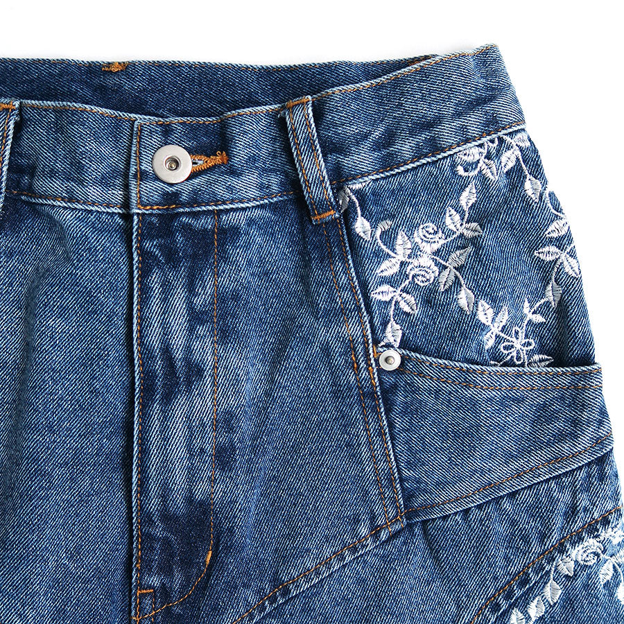 【FETICO/フェティコ】 <br>FLOWER EMBROIDERED WIDE JEANS <br>FTC244-0601