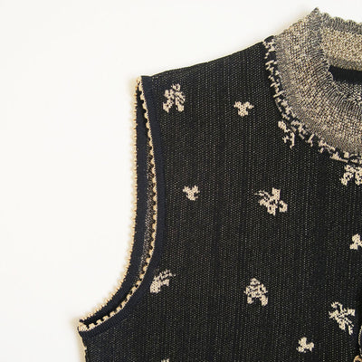 【Mame Kurogouchi/マメ】<br>Asymmetric Pattern Knitted Top <br>MM24SS-KN061