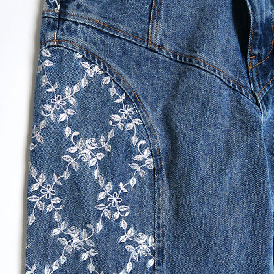 【FETICO/フェティコ】 <br>FLOWER EMBROIDERED WIDE JEANS <br>FTC244-0601