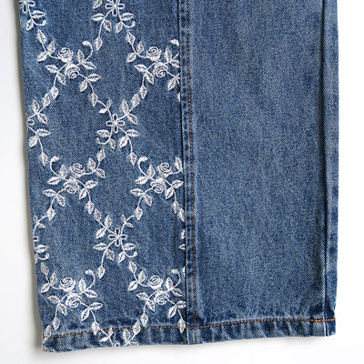 【FETICO/フェティコ】 <br>FLOWER EMBROIDERED WIDE JEANS <br>FTC244-0601