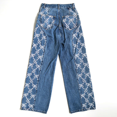 【FETICO/フェティコ】 <br>FLOWER EMBROIDERED WIDE JEANS <br>FTC244-0601