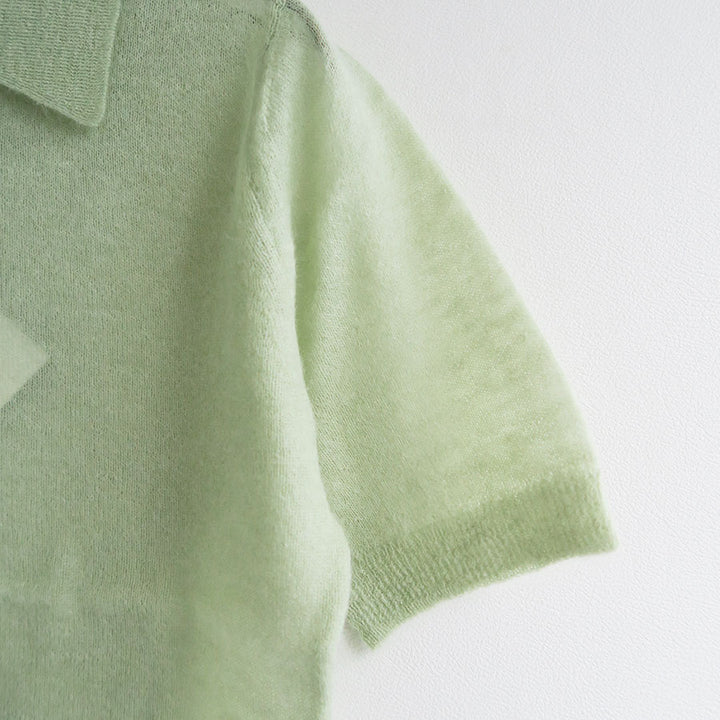 AURALEE/オーラリー】KID MOHAIR SHEER KNIT POLO A25SP05FGの
