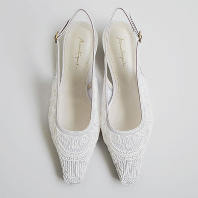【Mame Kurogouchi/マメ】<br>Cording Embroidery Sling Back Heels <br>MM24SS-AC305