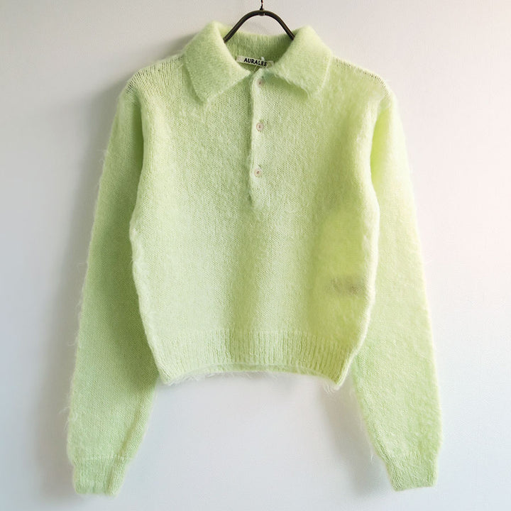 AURALEE/オーラリー】BRUSHED SUPER KID MOHAIR KNIT POLO A26AP03KMの