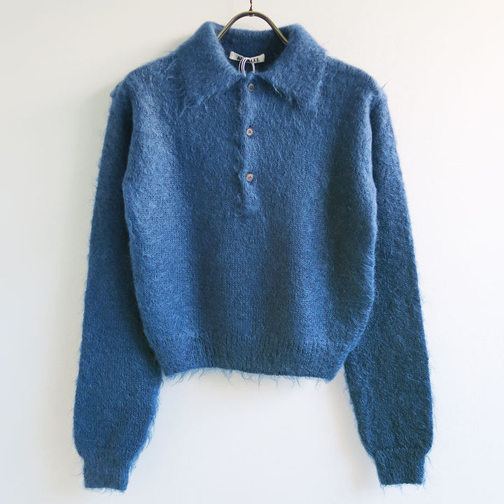AURALEE/オーラリー】BRUSHED SUPER KID MOHAIR KNIT POLO A26AP03KMの