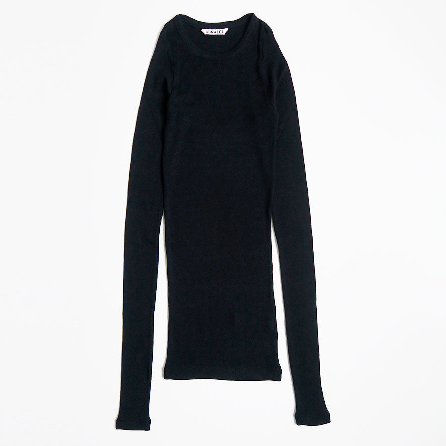 【AURALEE/オーラリー】<br>WOOL SILK SOFT RIB L/S TEE <br>A25AP01WS