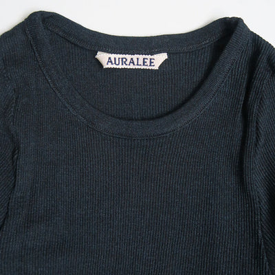 【AURALEE/オーラリー】<br>WOOL SILK SOFT RIB L/S TEE <br>A25AP01WS