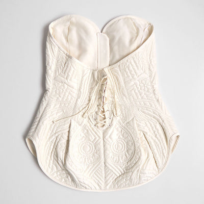 【Mame Kurogouchi/マメ】<br>Floral Quilted Silk Bustier <br>MM23PF-SH721