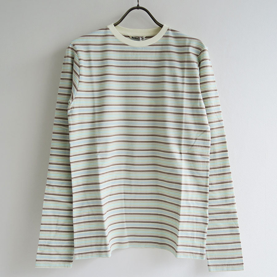 【週末最後の価格値下中】オーラリーGRADIENT JERSEY L/S TEE AURALEE / Gradient Stripe Jersey L/S Tee (Fade Mint Stripe) | twelve