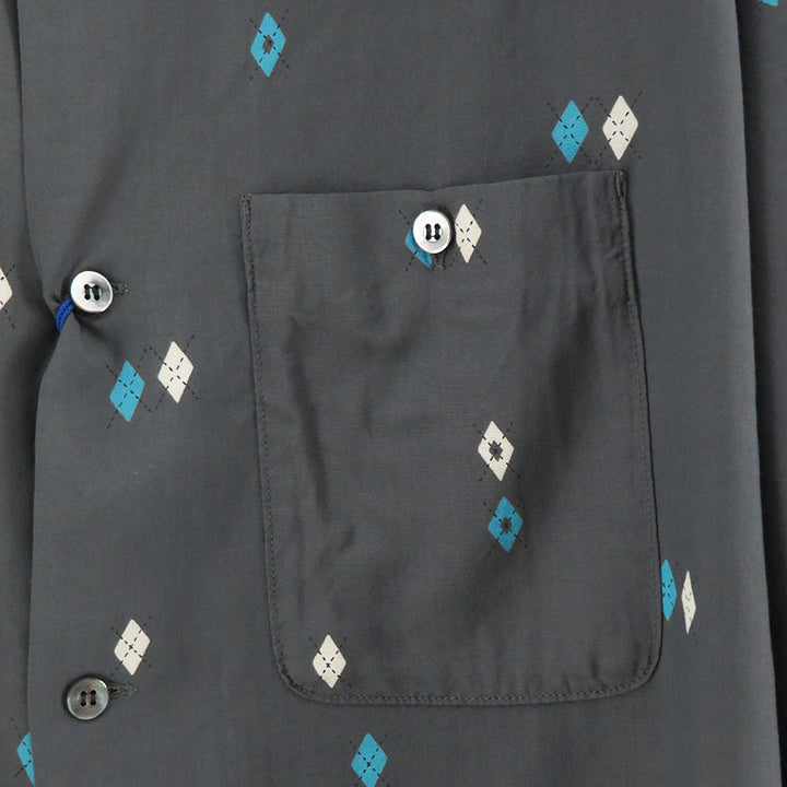 (No 0116) CLICHE 27インチ ブルー Unlikely/アンライクリー】Unlikely Rayon Shirts S/S Argyle U26S-01
