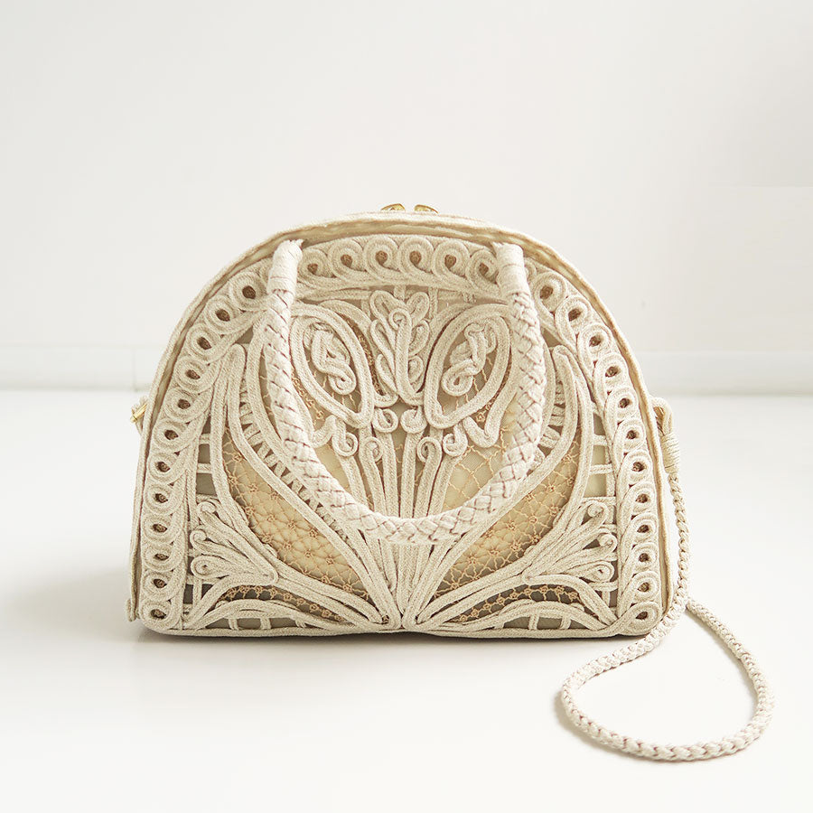 【Mame Kurogouchi/マメ】<br>Cording Embroidery Demi Lune Handbag <br>MM14-AC404PF