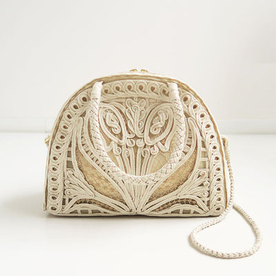 【Mame Kurogouchi/マメ】<br>Cording Embroidery Demi Lune Handbag <br>MM14-AC404PF