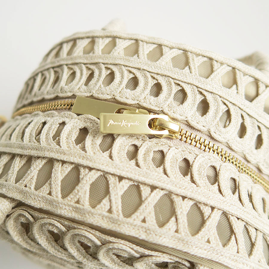 【Mame Kurogouchi/マメ】<br>Cording Embroidery Demi Lune Handbag <br>MM14-AC404PF