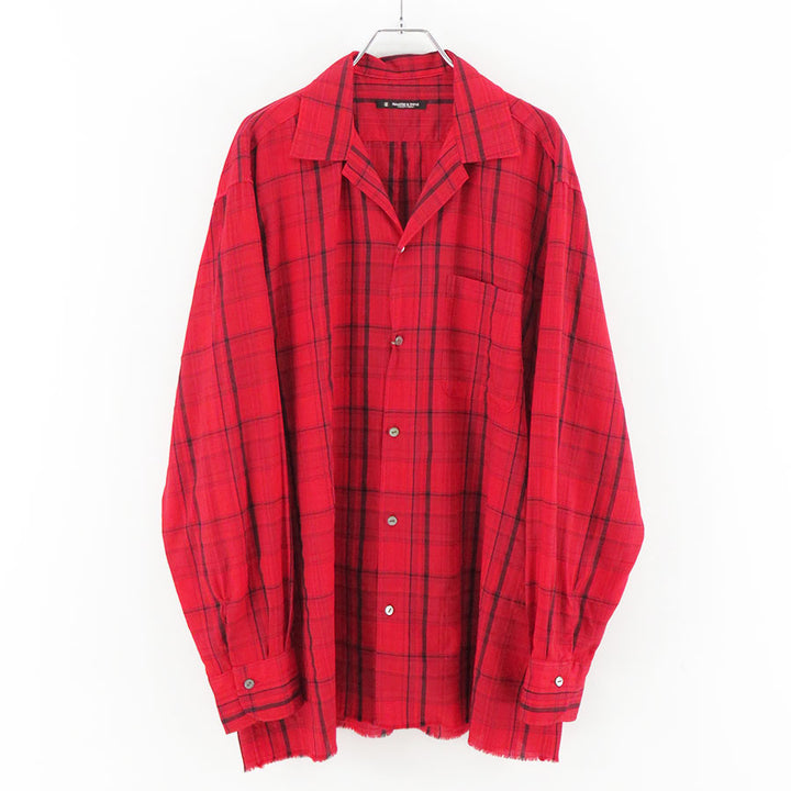 MAATEE&SONS OPEN COLLAR フリンジ HWOOL CHECK MAATEE&SONS/マーティーアンドサンズ】OPEN COLLAR フリンジ HWOOL