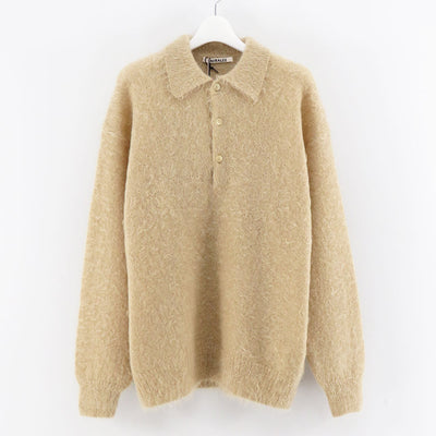 【AURALEE/オーラリー】<br>BRUSHED SUPER KID MOHAIR KNIT POLO <br>A23AP03KM