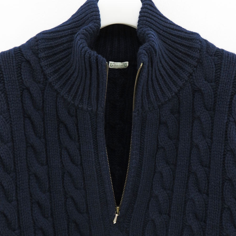 【A.PRESSE/アプレッセ】<br>Cashmere Aran Half Zip Sweater <br>23AAP-03-03K