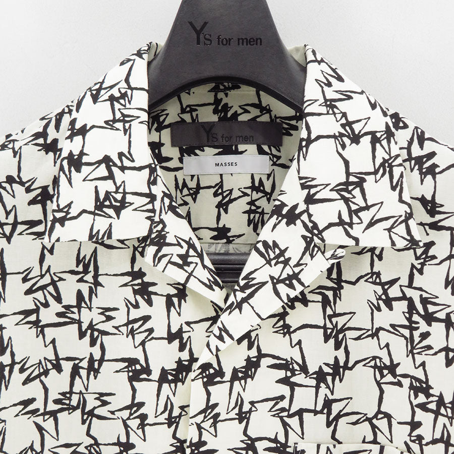 【Y's for men×MASSES】<br> COTTON PIGMENT PRINT OPEN COLLAR SHIRT <br>ML-B91-044