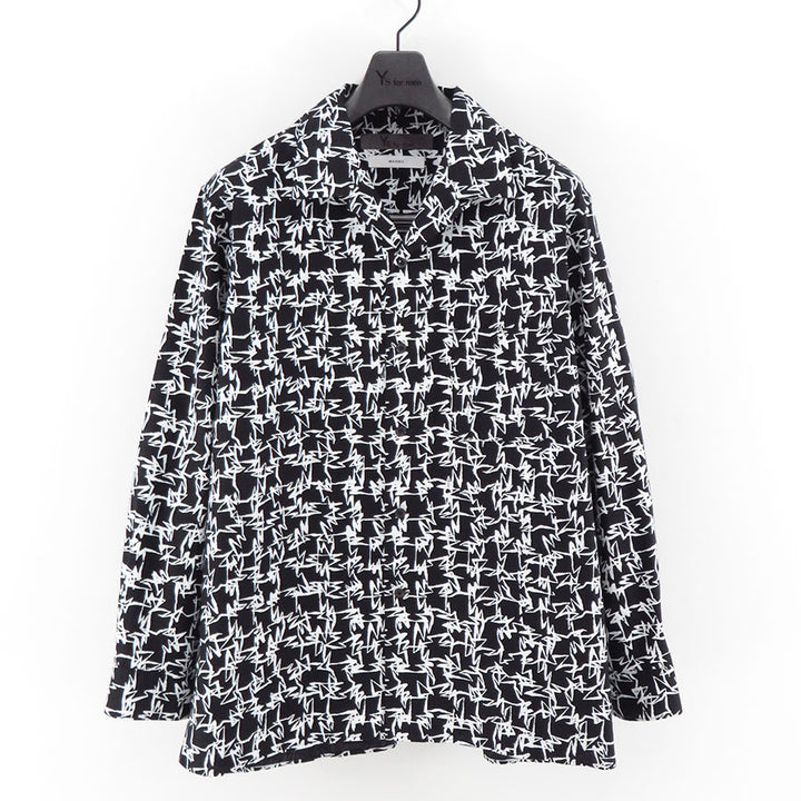 美品✦マークアンドロナ✦Union Contrast Innerインナーホワイト Y's for men×MASSES】COTTON PIGMENT PRINT OPEN COLLAR SHIRT