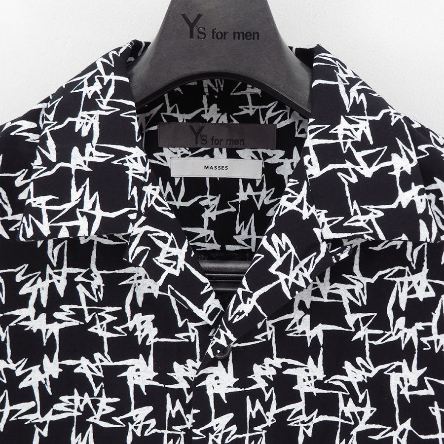 【Y's for men×MASSES】<br> COTTON PIGMENT PRINT OPEN COLLAR SHIRT <br>ML-B91-044