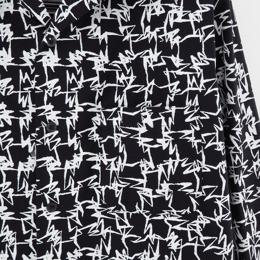 【Y's for men×MASSES】<br> COTTON PIGMENT PRINT OPEN COLLAR SHIRT <br>ML-B91-044