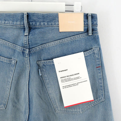 【Graphpaper/グラフペーパー】<br>Selvage Denim Five Pocket Tapered Pants (LIGHT FADE) <br>GU243-40183LB