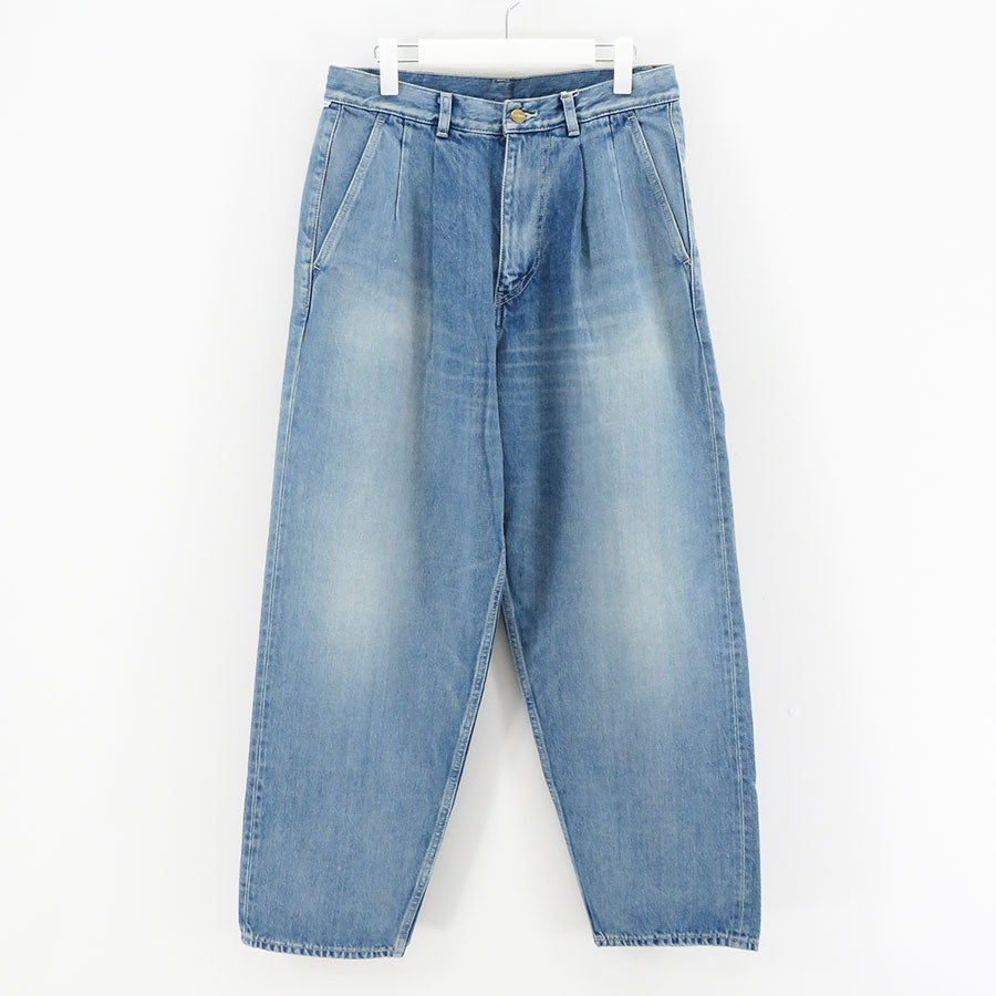 【Graphpaper/グラフペーパー】<br>Selvage Denim Two Tuck Tapered Pants (LIGHT FADE) <br>GU243-40187LB