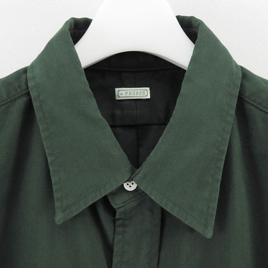 【A.PRESSE/アプレッセ】<br>Double Weave Twill Regular Collar Shirt <br>25AAP-02-10