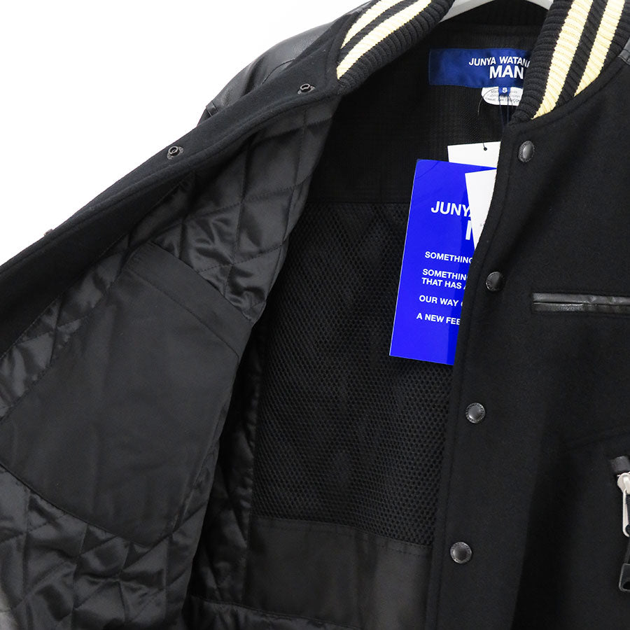 【JUNYA WATANABE MAN】<br>ウールナイロンメルトン×ナイロンオックス×フェイクレザースタジャン <br>WL-J022-051
