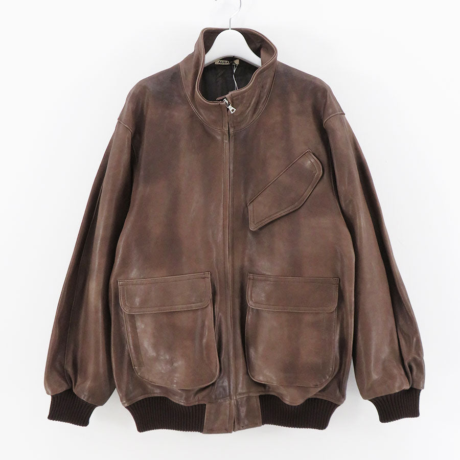 【AURALEE/オーラリー】<br>HEAVY LAMB LEATHER ZIP BLOUSON <br>A24AB01LA