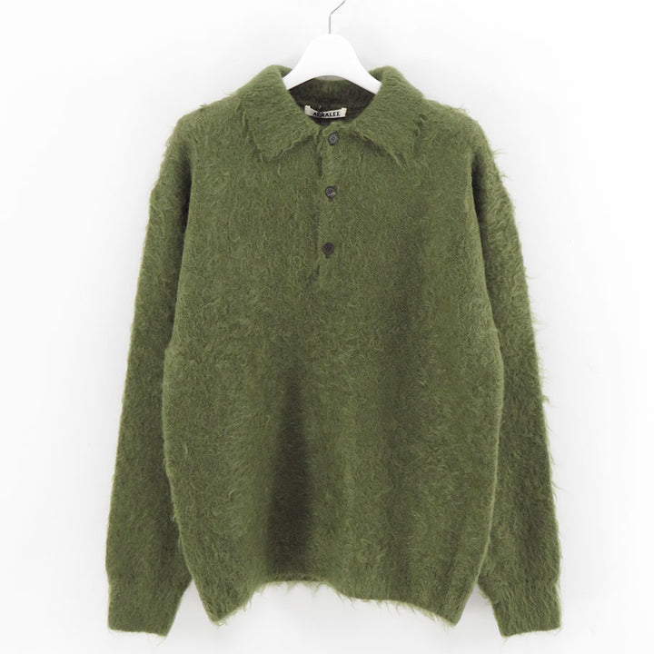 AURALEE/オーラリー】BRUSHED SUPER KID MOHAIR KNIT POLO A25AP01KMの