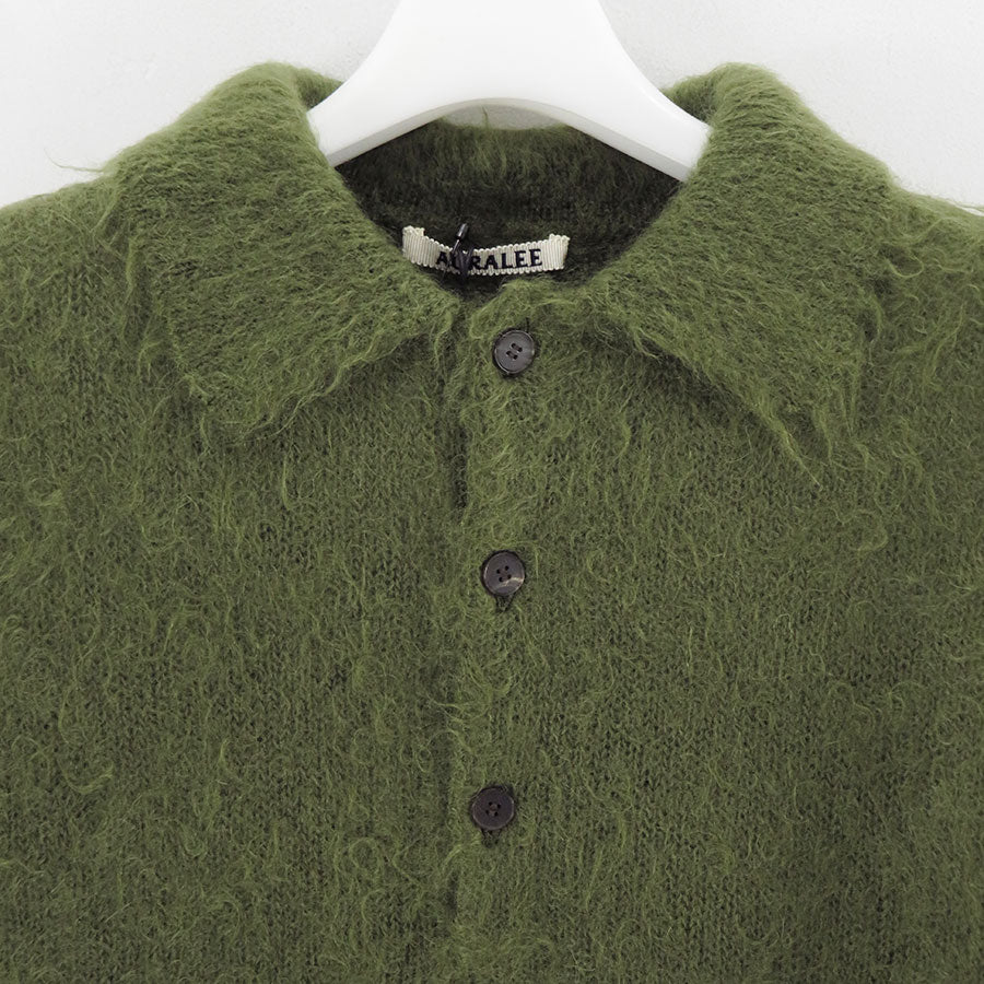 【10/3からポイント10%還元】<br>【AURALEE/オーラリー】<br>BRUSHED SUPER KID MOHAIR KNIT POLO <br>A25AP01KM
