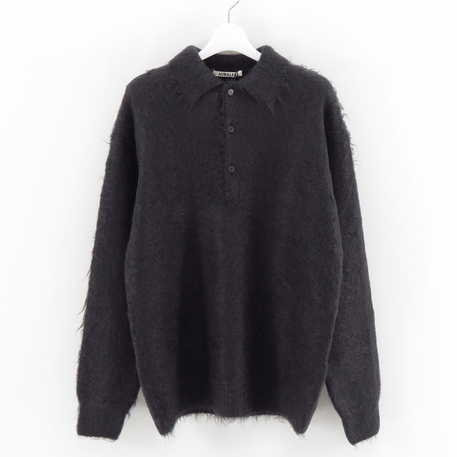 【10/3からポイント10%還元】<br>【AURALEE/オーラリー】<br>BRUSHED SUPER KID MOHAIR KNIT POLO <br>A25AP01KM