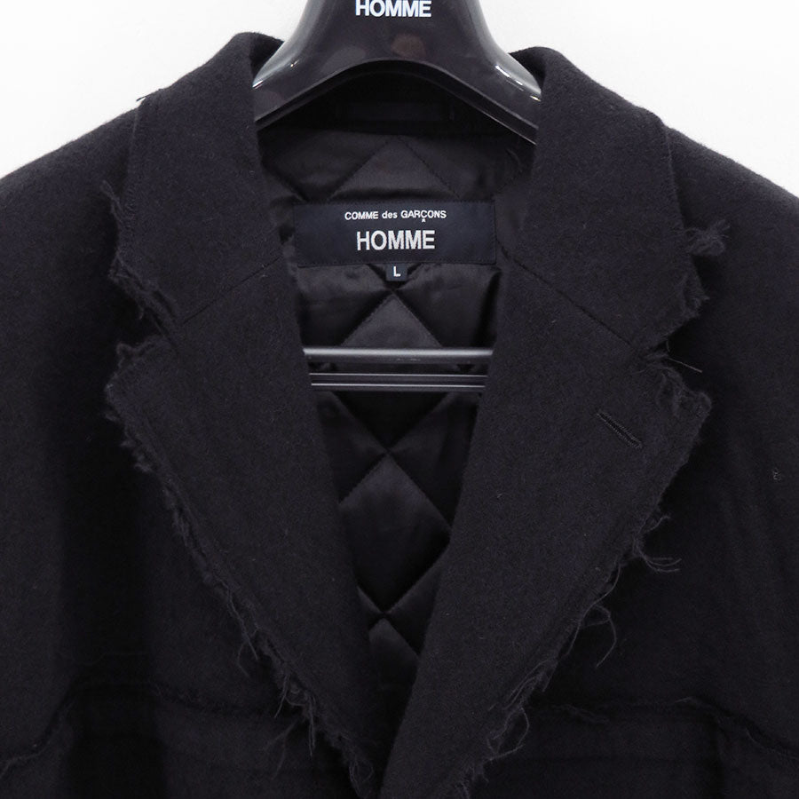 【COMME des GARCONS HOMME】<br>ウールツイードヘリンボーン製品洗3Bコート <br>HP-C003-051