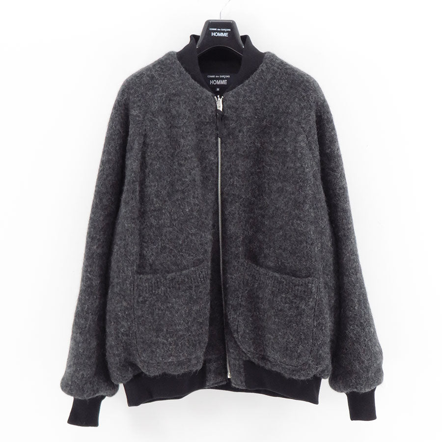 【COMME des GARCONS HOMME】<br>ウールモヘヤスムース×綿ナイロングログランリバーシブルリブブルゾン <br>HP-J020-051