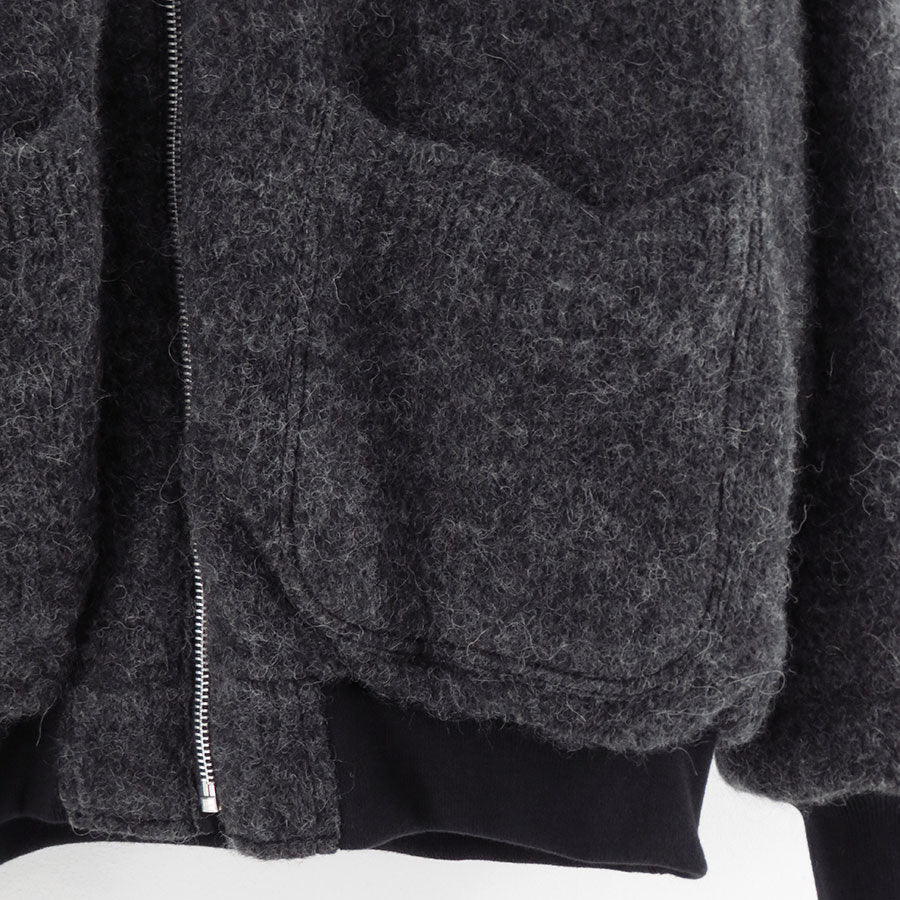 【COMME des GARCONS HOMME】<br>ウールモヘヤスムース×綿ナイロングログランリバーシブルリブブルゾン <br>HP-J020-051