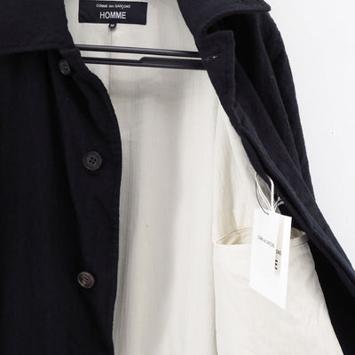 【COMME des GARCONS HOMME】<br>ウールサージ製品縮絨ステンカラーコート <br>HP-C101-051