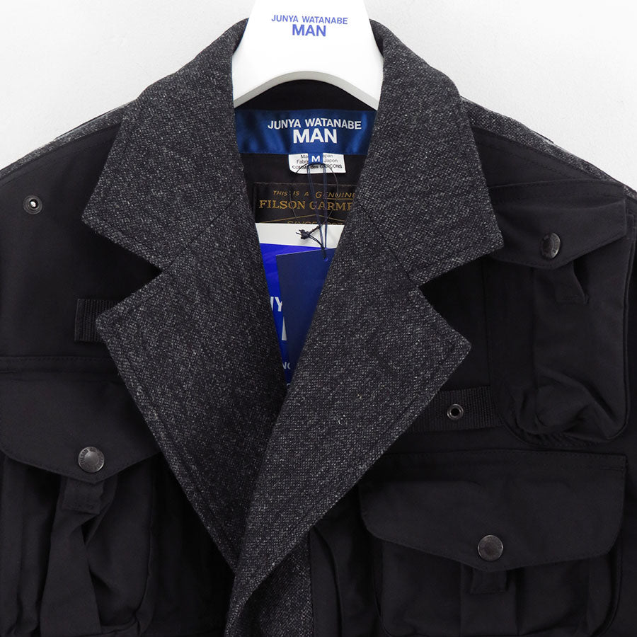 【JUNYA WATANABE MAN】<br>ウールツイード×綿フランネルチェック×エステルオックス FILSON Wネームコート <br>WP-C007-051