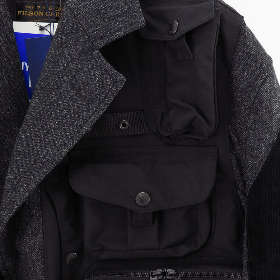 【JUNYA WATANABE MAN】<br>ウールツイード×綿フランネルチェック×エステルオックス FILSON Wネームコート <br>WP-C007-051