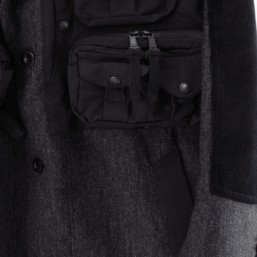 【JUNYA WATANABE MAN】<br>ウールツイード×綿フランネルチェック×エステルオックス FILSON Wネームコート <br>WP-C007-051