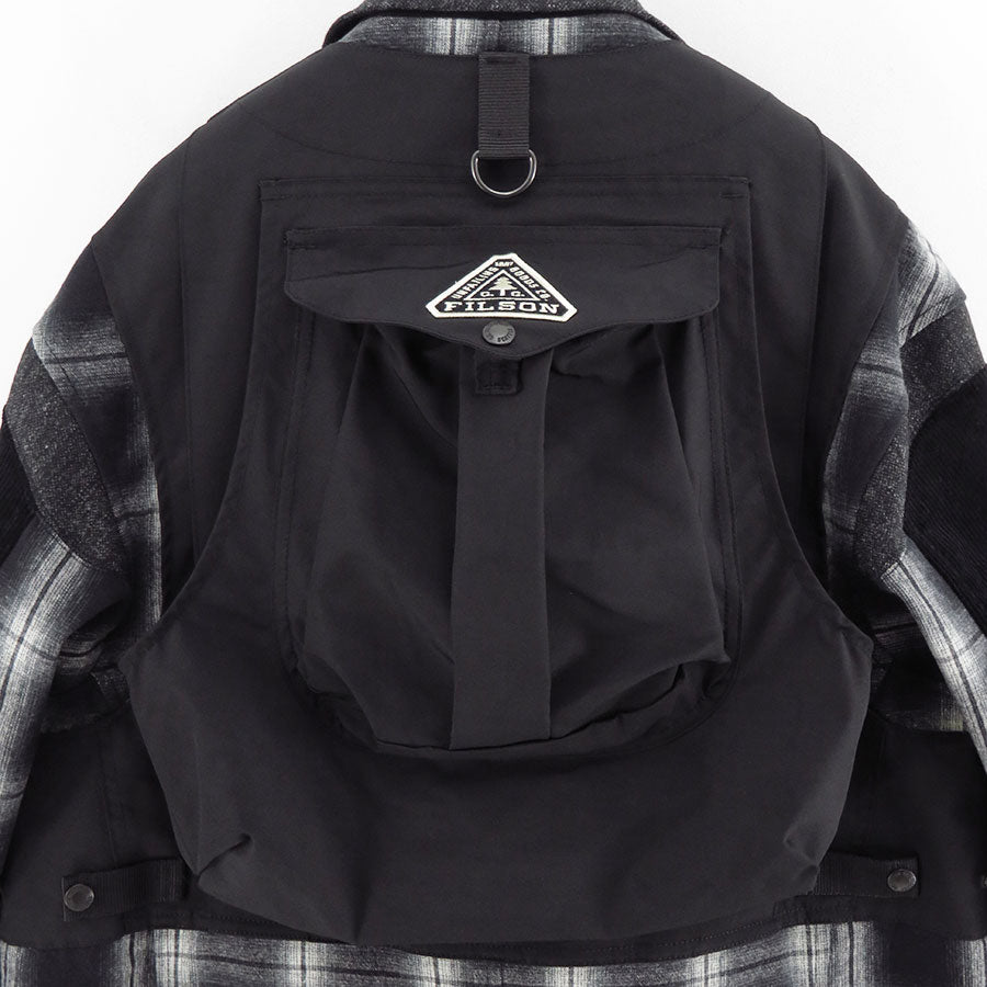 【JUNYA WATANABE MAN】<br>ウールツイード×綿フランネルチェック×エステルオックス FILSON Wネームコート <br>WP-C007-051